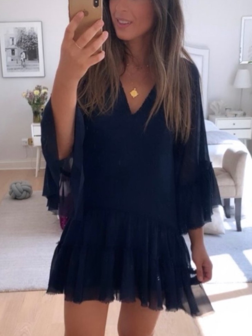 Alice + Olivia | Zoey Ruffled Sapphire Mini Dress